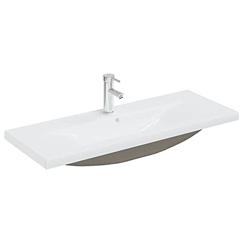 BaraSh Lavabo da Incasso con Rubinetto 101x39x18 cm in Ceramica Bianco,Lavandini Bagno,Lavabo da Incasso,Lavandini,Lavandini Bagno-148627