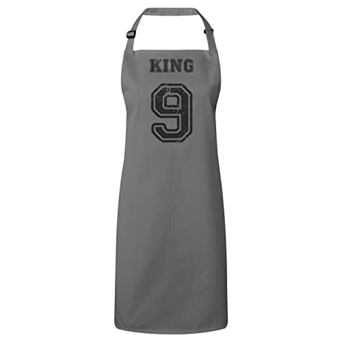 Tablier cuisine football King 9 sport gris cadeau idéal pour supporter passionné