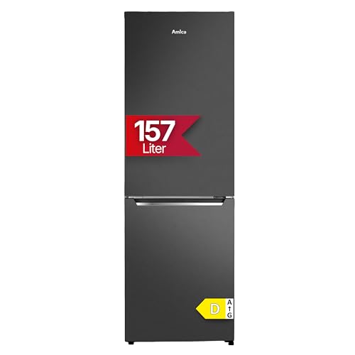Amica Kühl-Gefrierkombination freistehend 157L FrostControl 144x47 4x49 5 cm LEDBeleuchtung Elektronische Steuerung Kuehlschrank AKG 3846 S - Schwarz Edelstahloptik