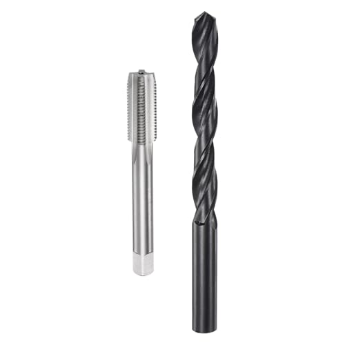 sourcing map Metric Tap and Drill Bit Set, M12 x 1.25 Thread Tap & 10.8mm Black Oxide Twist Drill Bit, Straight Flute Tap Tapping Threading Repair Tool Kit
