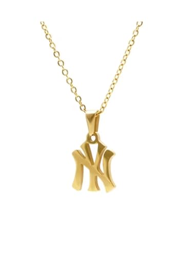 18K Gold Plated - Silver New York Necklace Stainless Steel Pendant Necklace Link Chain NY Pendant High Polished Finish Gift Idea
