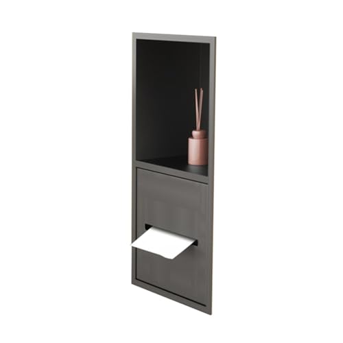 Ducha de acero inoxidable, se adapta a suelos de baldosas, estantes integrados, fácil instalación. Dimensiones: 23 x 17 x 12 cm. Soporte moderno para pañuelos de baño.
