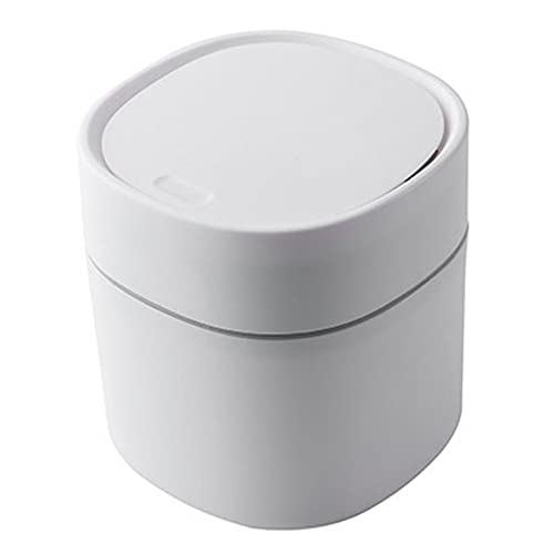 Kosz na Śmieci 2L Duża pojemność Mini Kosz na śmieci Desktop Bin z Push Przycisk Pokrywa do Home Kitchen Office Cleaning Tool Kuchnia i Łazienka(White)