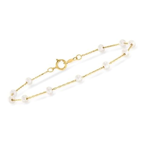 Ross-Simons RS Pure 3-3.5mm Cultured Pearl Station Bracelet in 14kt Yellow Gold. 7 inches Cover