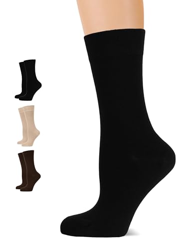 Image of Women's Bamboo Dress Socks, Crew for Business Trouser Casual, Soft, Thin & Seamless, Size 6-9 /9-12 (3, 4 or 5 Pairs)