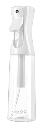 ECVV Continuous Spray Bottle Plastic Empty Hair Mist Sprayer Ultra Fine Water Mister for Hairstyling Cleaning Salons Plants Pet Care (300ml Transparent White)