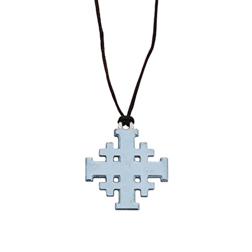 Jerusalem Kreuz Anhänger Jerusalem Kreuz Halskette religiöser Schmuck Einstellbare gewachste Schnur Handgegossen aus feinem Zinn von William Sturt Cover