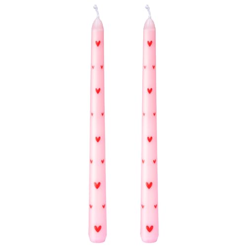 Ishua 2pcs Valentine Taper Candles - Heart Taper Candles 9.8-Inch Tall Romantic Decorative Candlesticks for Valentines Day Wedding & Home Decoration
