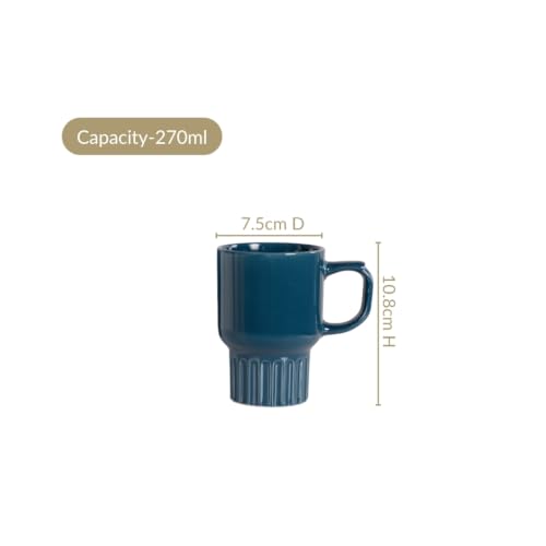 Image of Nestasia Ceramic Stackable Cups Set of 4 (270ml Each) - Fluted Bottom Tea & Coffee Cups with Glossy Finish | Microwave & Dishwasher Safe Cups - Ideal for Gifting (Deep Blue)