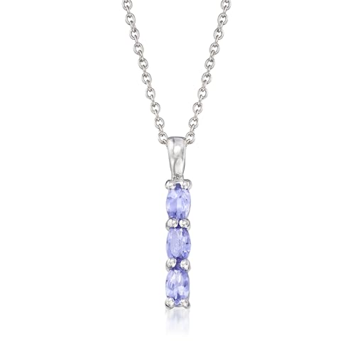 Ross-Simons 0.70 ct. t.w. Tanzanite Linear Pendant Necklace in Sterling Silver. 18 inches