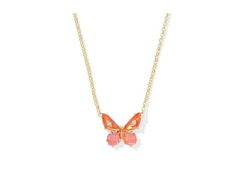 Kendra Scott Womens Bianca Butterfly Short Pendant Necklace Gold Orange Mix One Size