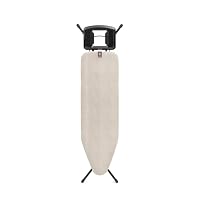 Brabantia Ironing Board B, 124x38cm - Denim Grey | 100% Fairtrade Cotton | 8mm Foam Layer | Stable & Anti-Wobble Frame | Foldable with Adjustable Height & Solid Steam Iron Rest