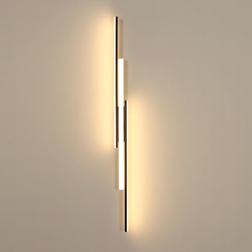 Comely Applique da Parete Interno, Nero 24W 2700LM Lampada da Parete 3000K Bianca Calda, Linea Lampada da Soffitto LED Moderna per Soggiorno, Camera da Letto, Corridoio, Scale