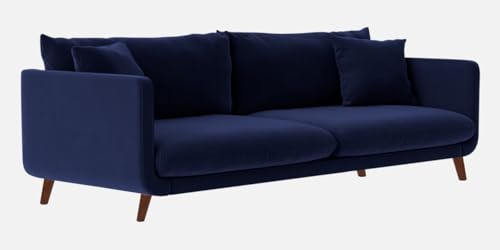 Image of Rejol Velvet 3-Seater Sofa Luxurious Comfort for Living Rooms and Offices (Navy Blue, 3 Seater)
