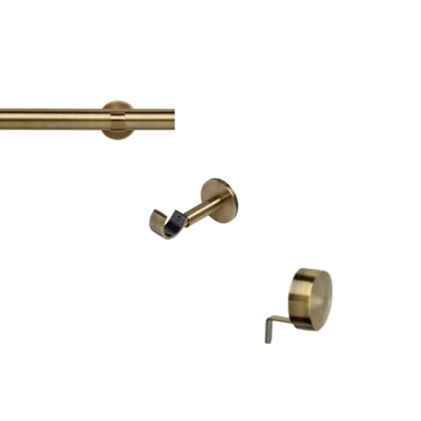 Sales Today Interiror 28mm Antique Brass Metal 200cm Eyelet Curtain Pole With IDC Brackets & Finials (End Cap)