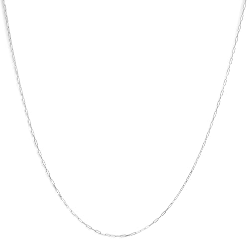 Unisex Solid 14K White Gold 1.5mm Paperclip Chain Necklace 18 Inches