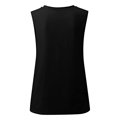 Womens Tank Tops Women's Iron-On Diamonds Graphic Shirts Tank Tops Casual Sleeveless Summer Tops Holiday Tee Shirt Large 01-Black #TOP4
