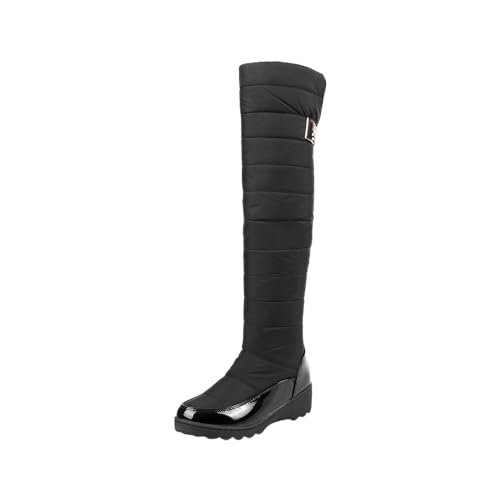 Women's Over The Knee Winter Snow Boots Fold Down Thigh High Boots Wide Calf Waterproof Warm Long Boot for Ladies