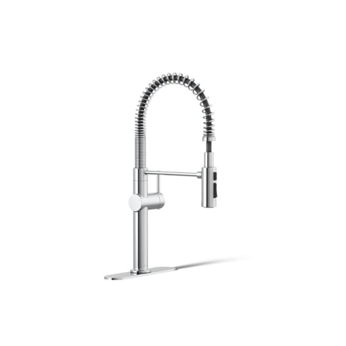 KOHLER 22973-CP Crue High-Arc Kitchen Faucet with Pull Down Spring Spout, Professional Pre-Rinse Kitchen Faucet, Commercial Faucet, Polished Chrome