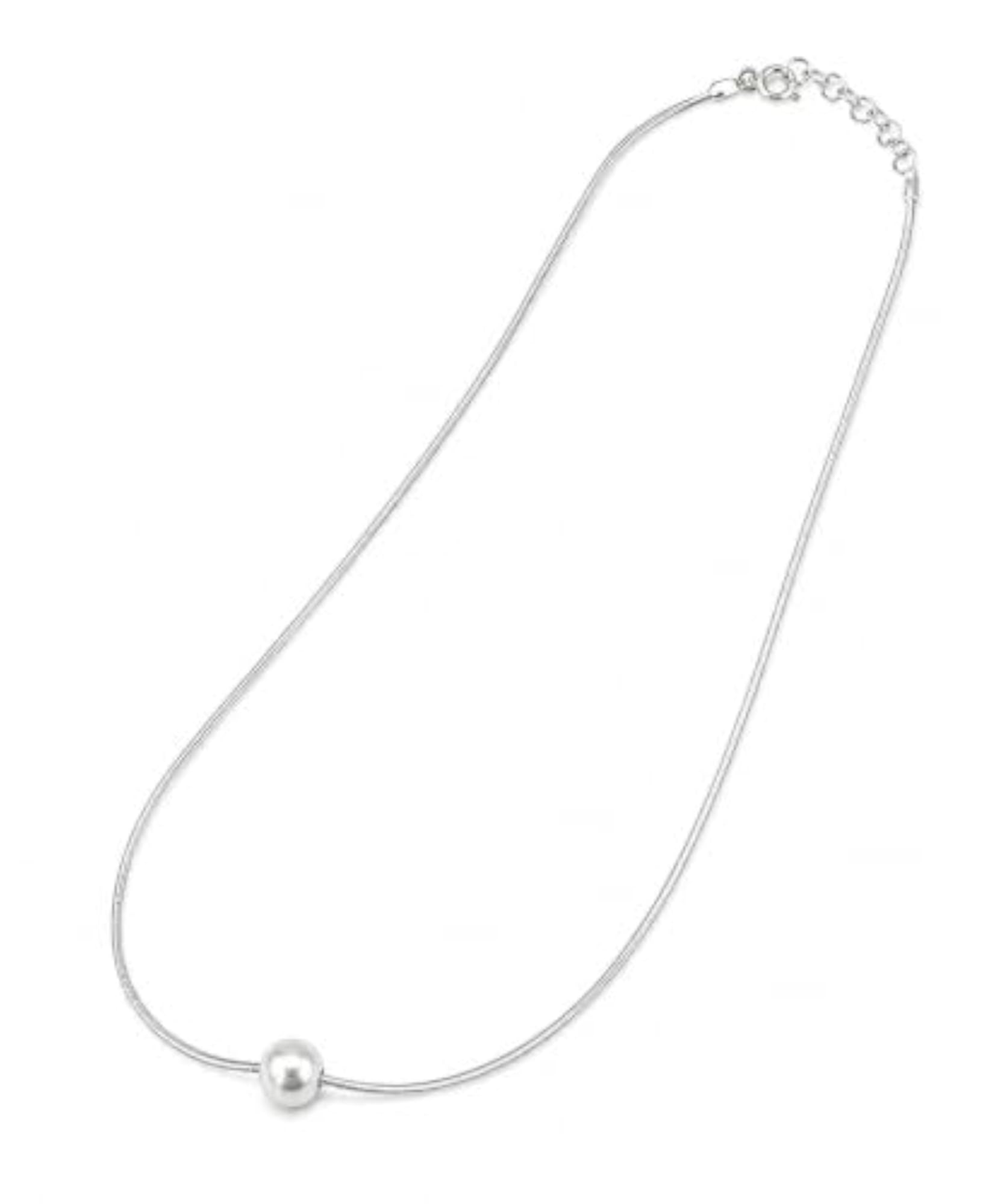 925 Sterling Silver Adjustable One Moving Ball Chain Necklace