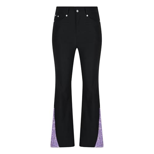 Celanisai Pantalones acampanados para hombre, pantalones acampanados con lentejuelas, pantalones de discoteca de los años 80, para carnaval, discoteca, rave, hippie, disfraz para hombre, carnaval