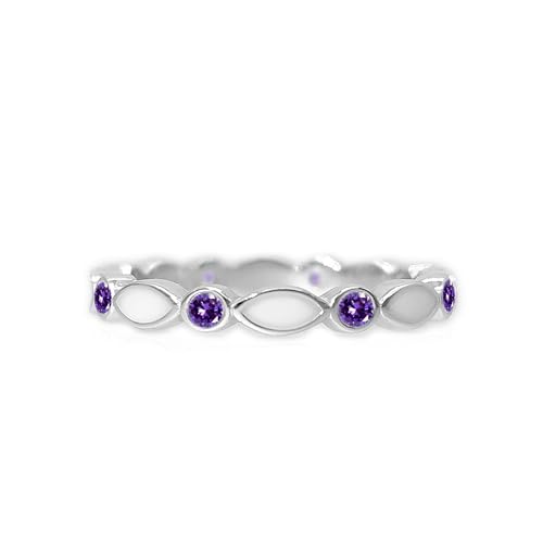 Love Catcher DIY Milk Keepsake Jewelry Kit Sterling Silver Stackable Birthstone Milk Ring Motherhood Memory Present for Newborn New Mom Mothers Day/Christmas/Birthday (February-Silver 8)