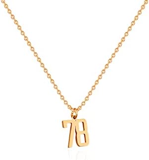 Homsuita Personalized Gold Number Necklace - Custom Baseball Basketball Football Number Necklace for Athletes Numeral Charm Necklace Chain Pendant Number Jewelry for Men Women Sports Necklace