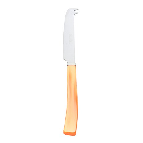 Orange Cheese Knife, Stainless Steel Flatware – Via Veneto Collection - Made in Italy - Perfect for Spreads & Appetizers - Elegant Italian Art Silverware w/Curved Orange Handle Flatware