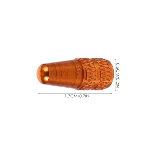 6 tapas de válvula para bicicleta, aluminio, estilo francés, naranja, 6 piezas miniatura 2