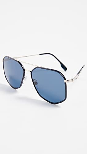 BURBERRY Ozwald Sunglasses, Silver Blue/Blue, One Size4