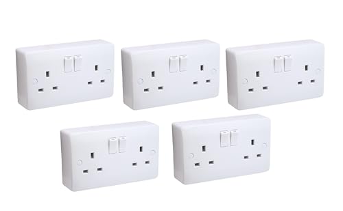 SHPELEC® Premium Curved Edge White Electrical Sockets Range - Convenient and Versatile Power Solution (2 Gang Socket + Back Box (5 Pack)) SHPELEC® Premium Curved Edge White Electrical Sockets Range - Convenient and Versatile Power Solution (2 Gang Socket + Back Box (5 Pack))