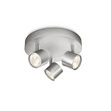 Philips myLiving Star - Barra de focos, LED, 3 luces, aluminio, luz blanca cálida, 3 W, color gris