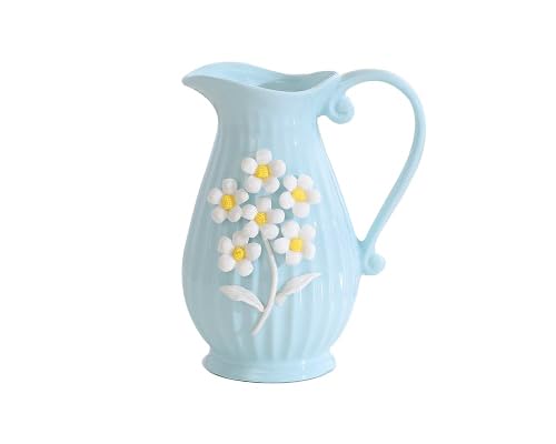 Image of Amazon Basics Modern Decorative Ceramic Vase with Handle | for Home Decoration (Sky Blue)