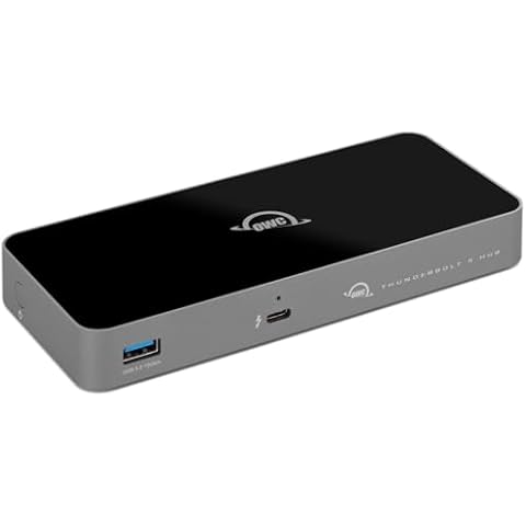 OWC Thunderbolt 5 Hub, 3 x Thunderbolt 5 Ports, USB-A Port, Up to 80/120Gb/s, Up to 3 8k displays, 140 w Power & Charging, Compatible with Mac & PC, Thunderbolt 5/4/3, USB4 & USB-C Cover