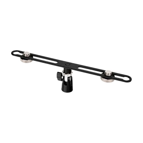 CoudarTitie Doubleaudio Pickup Mounting Bracket Adjustable Mic Mount with Adjustment Slots Secure Stereo Mic Array Bar for Podcasters, Podcast Production