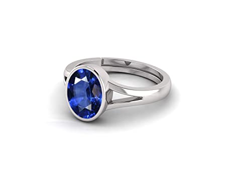 SIDHARTH GEMS 13.00 Ratti (AA++) Certified Blue Sapphire Ring (Nilam/Neelam Stone Silver Ring)(Size 20 to 23) for Men and Woman
