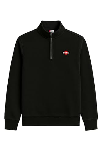 BOLD FITNESS Men’s Half-Zip Fleece Sweatshirt | Stylish, Breathable, Quarter-Zip Pullover Full Sleeve Winter Wear
