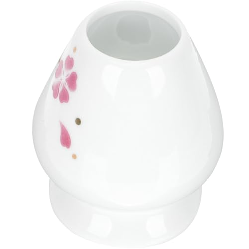 lurrose 陶磁器製抹茶茶筅ホルダー 桜ピンク 和風茶道具 抹茶立てる道具 コンパクト設計 安定置き 伝統茶アクセサリー 贈り物に