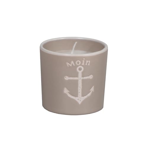 Seaside No.64 - maritimes Steingut-Geschirr in beige - Mix & Match Serie aus Keramik - nautische Motive zum Kombinieren - Küchenzubehör, Geschenkartikel (Kerze, Anker)