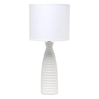 Simple Designs LT2076-OFF Alsace Ceramic Ribbed Bottle Table Lamp, Off White