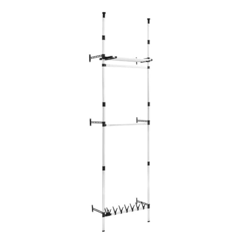 SasugaOne Telescopic Wardrobe System with Rods and Shelf Aluminum 321114