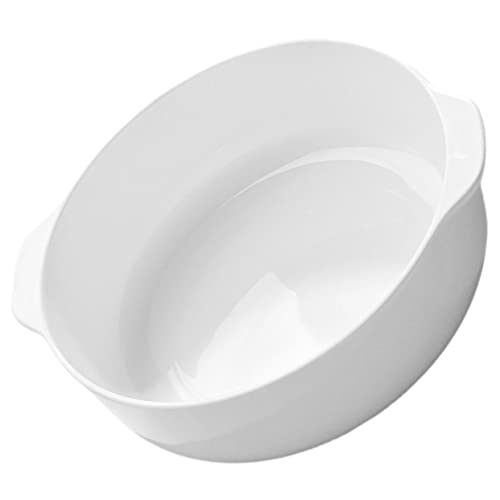 FIXOSHEE Plato de Cerámica Blanco con Doble Asa Resistente al Calor para Horno y Microondas para Congelador y Lavavajillas para Hornear y Asar Diseño Duradero y Fácil Limpieza