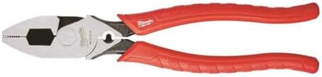 Milwaukee 48-22-6100 9 Inch Leverage Lineman Pliers w/ Crimper and Pipe Reaming Head Design , Red