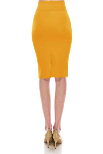 Women's Casual Office Work Wear Comfy Stretch Bodycon Solid Midi Pencil Skirt3
