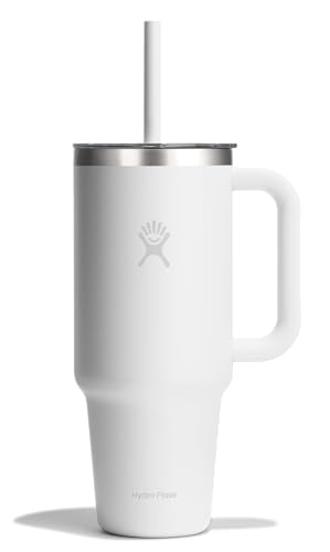 Hydro Flask 40 Oz Clear Lid Travel Tumbler with Straw and Handle - Insulated Stainless Steel in 40 Oz White
