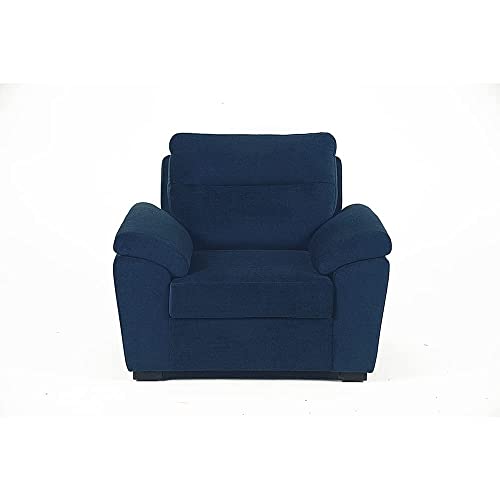 Image of Wakefit 5 Seater Sofa Set | 3+1+1 Seater, Cobalt Blue | Neem Wood & Malphino Fabric | 94.9cm H x 215.9cm L x 93.9cm W