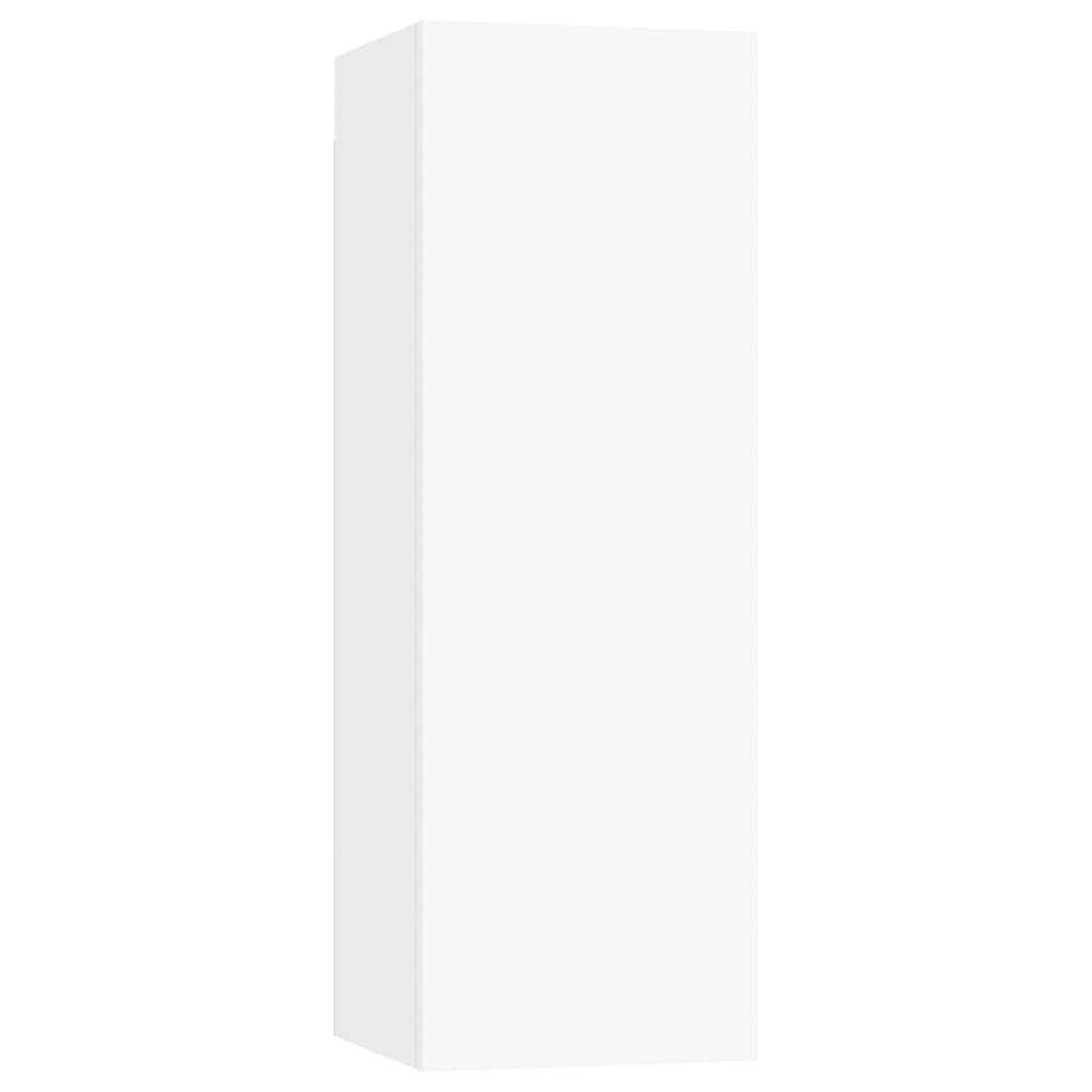 5-TLG. TV-Schrank-Set, Weiß, Holzwerkstoff, Wandmontage, Modernes Media-Center für Wohnzimmer, Schlafzimmer, Viel Stauraum