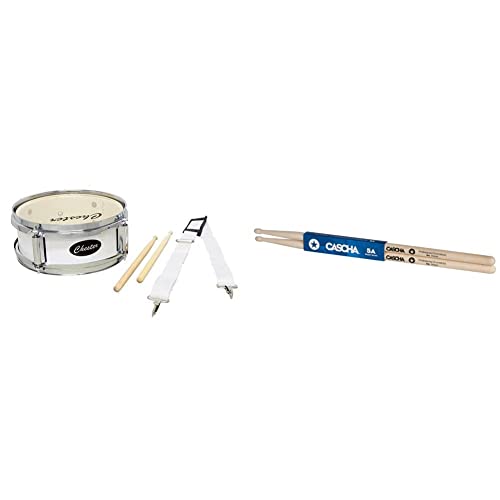 Chester F893000 Street Percussion Junior Marching Drum & CASCHA Professional Schlagzeugsticks 5A robuste Ahorn Sticks I Trommelstöcke Holz I Profi Schlagzeug Zubehör I Drumsticks Maple (2 Stück)