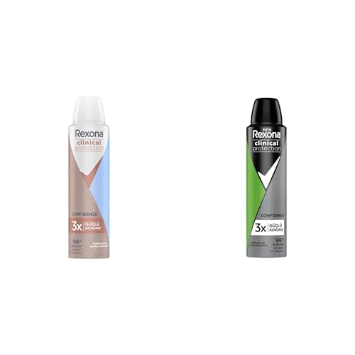 Rexona Clinical Protection Kadın Sprey Deodorant Confidence 150 ml ve Men Clinical Protection Anti-perspirant Erkek Sprey Deodorant Ter Önleyici 150 ml