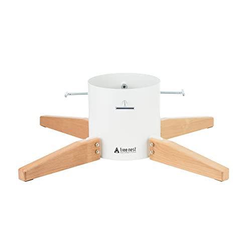 Tree Nest Large Christmas Tree Stand Base for 10ft Real Trees Nordic Style Christmas Tree Holder Trees Stable for Xmas Decoration Timber (White)